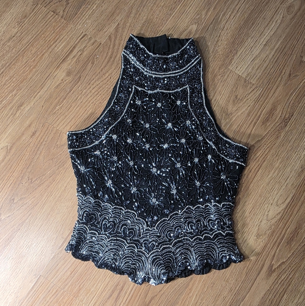 Papel Boutique Chic Black and Silver Women's Tank Top
